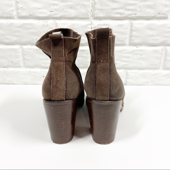 LATIGO Brown Suede Block Heel Pull On Bootie - Picture 3 of 8